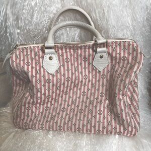 LV extremely hard to find 20 speedy white and red striped grey LV logos, COA